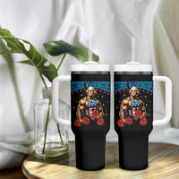 Funny George Washington Gym Tumbler With Handle Muscular Flex Workout 4th of July - Wonder Print Shop