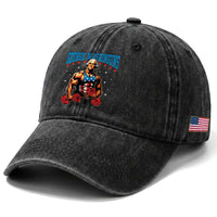 Funny George Washington Gym Washed Cotton Baseball Cap Muscular Flex Workout 4th of July