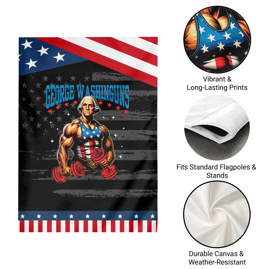 Funny George Washington Gym Garden Flag Muscular Flex Workout 4th of July