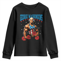 Funny George Washington Gym Youth Sweatshirt Muscular Flex Workout 4th of July - Wonder Print Shop