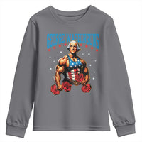 Funny George Washington Gym Youth Sweatshirt Muscular Flex Workout 4th of July - Wonder Print Shop