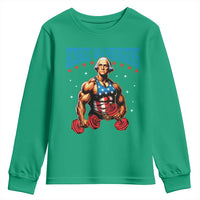 Funny George Washington Gym Youth Sweatshirt Muscular Flex Workout 4th of July - Wonder Print Shop