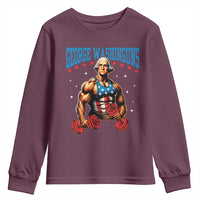 Funny George Washington Gym Youth Sweatshirt Muscular Flex Workout 4th of July - Wonder Print Shop