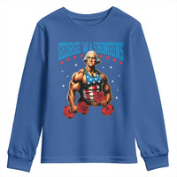 Funny George Washington Gym Youth Sweatshirt Muscular Flex Workout 4th of July - Wonder Print Shop
