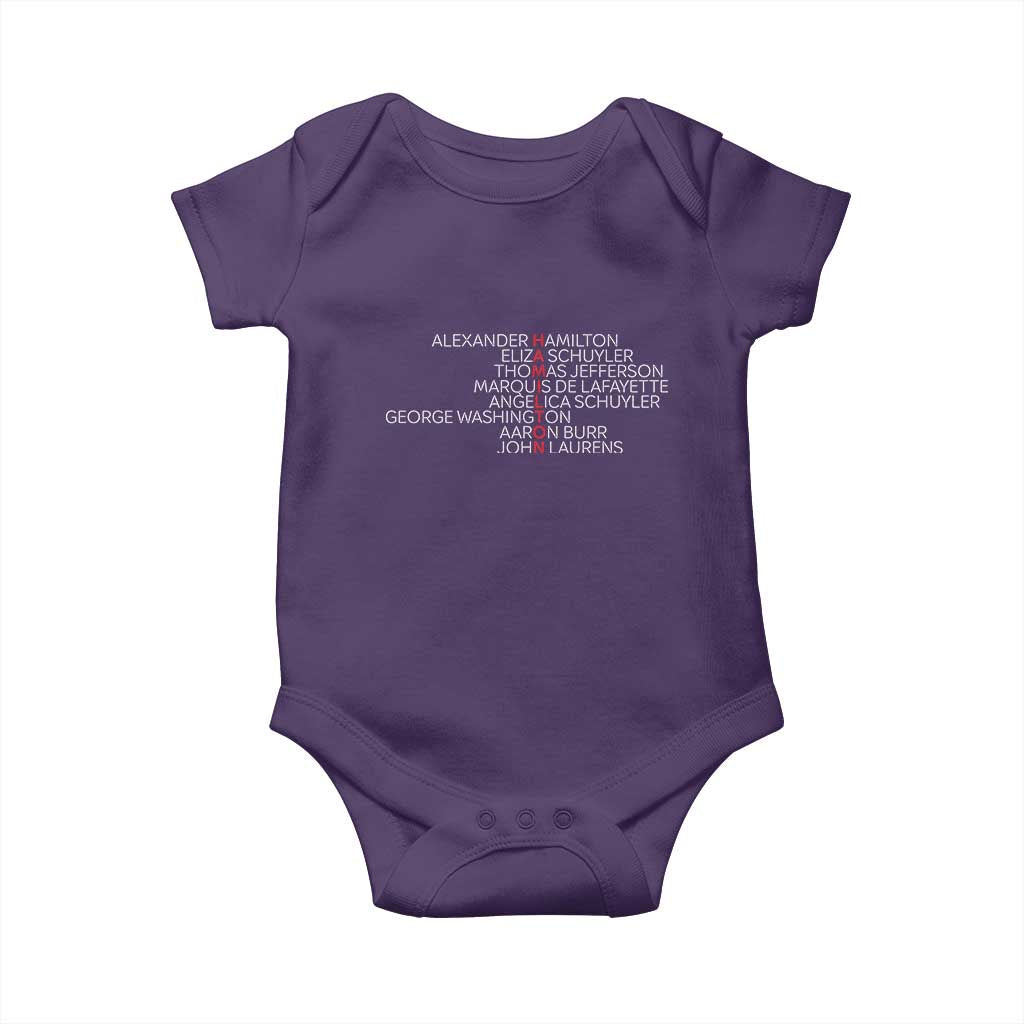 Hamilton Eliza Jefferson Angelica & Burr Names Baby Onesie - Wonder Print Shop