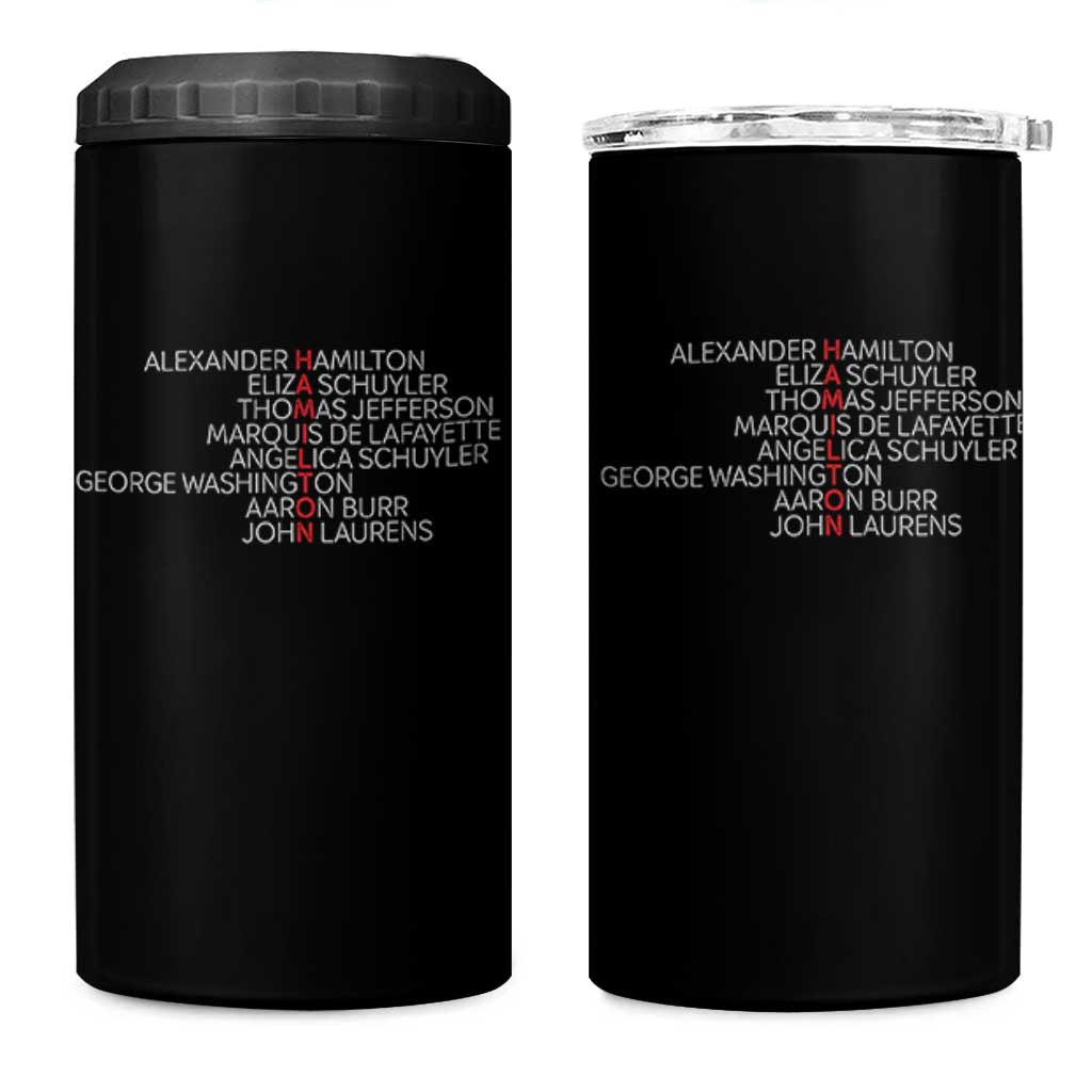 Hamilton Eliza Jefferson Angelica & Burr Names 4 in 1 Can Cooler Tumbler - Wonder Print Shop