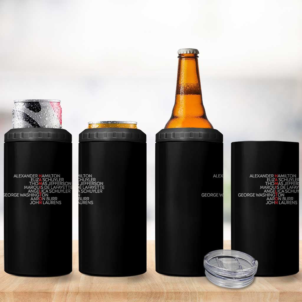 Hamilton Eliza Jefferson Angelica & Burr Names 4 in 1 Can Cooler Tumbler - Wonder Print Shop