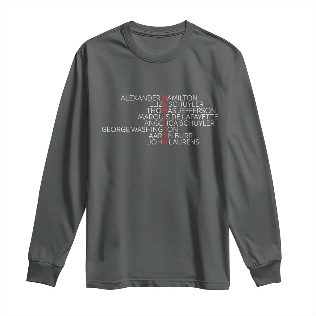 Hamilton Eliza Jefferson Angelica & Burr Names Long Sleeve Shirt - Wonder Print Shop