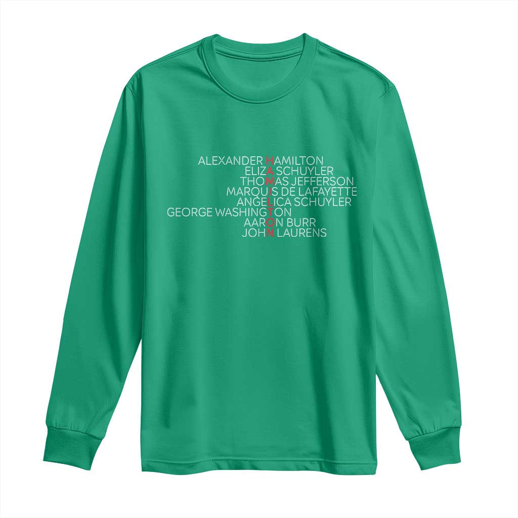 Hamilton Eliza Jefferson Angelica & Burr Names Long Sleeve Shirt - Wonder Print Shop