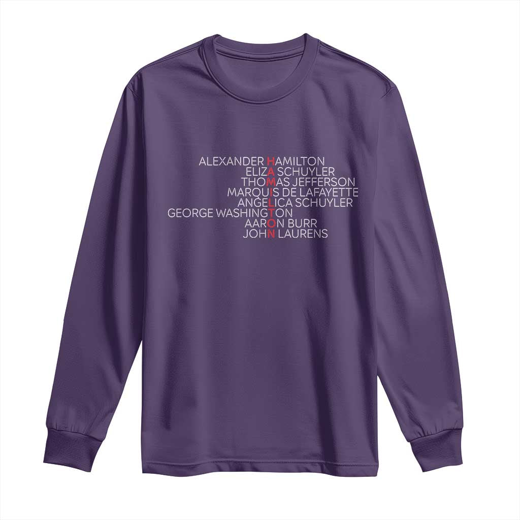 Hamilton Eliza Jefferson Angelica & Burr Names Long Sleeve Shirt - Wonder Print Shop