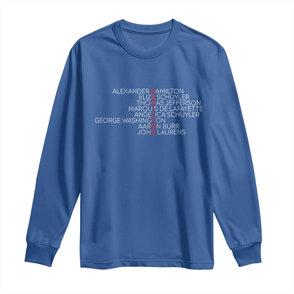 Hamilton Eliza Jefferson Angelica & Burr Names Long Sleeve Shirt - Wonder Print Shop