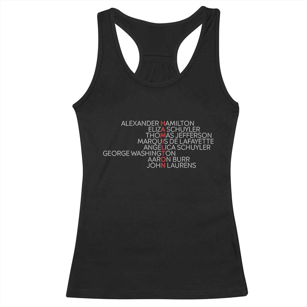 Hamilton Eliza Jefferson Angelica & Burr Names Racerback Tank Top - Wonder Print Shop