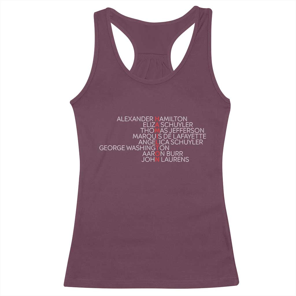 Hamilton Eliza Jefferson Angelica & Burr Names Racerback Tank Top - Wonder Print Shop