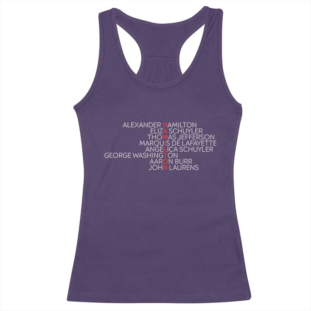 Hamilton Eliza Jefferson Angelica & Burr Names Racerback Tank Top - Wonder Print Shop