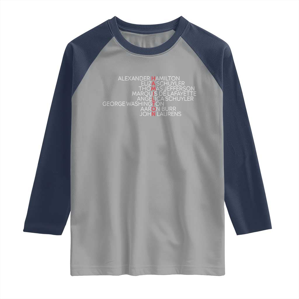 Hamilton Eliza Jefferson Angelica & Burr Names Raglan Shirt - Wonder Print Shop