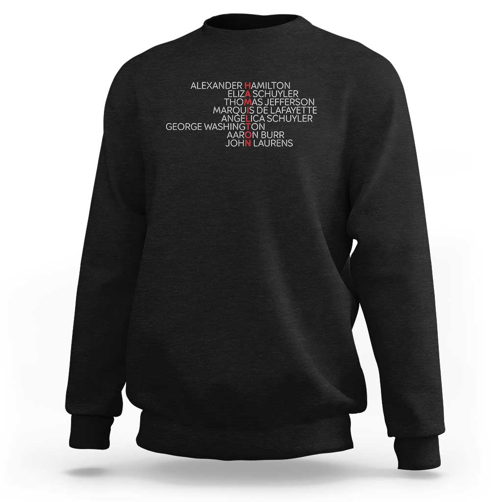 Hamilton Eliza Jefferson Angelica & Burr Names Sweatshirt - Wonder Print Shop
