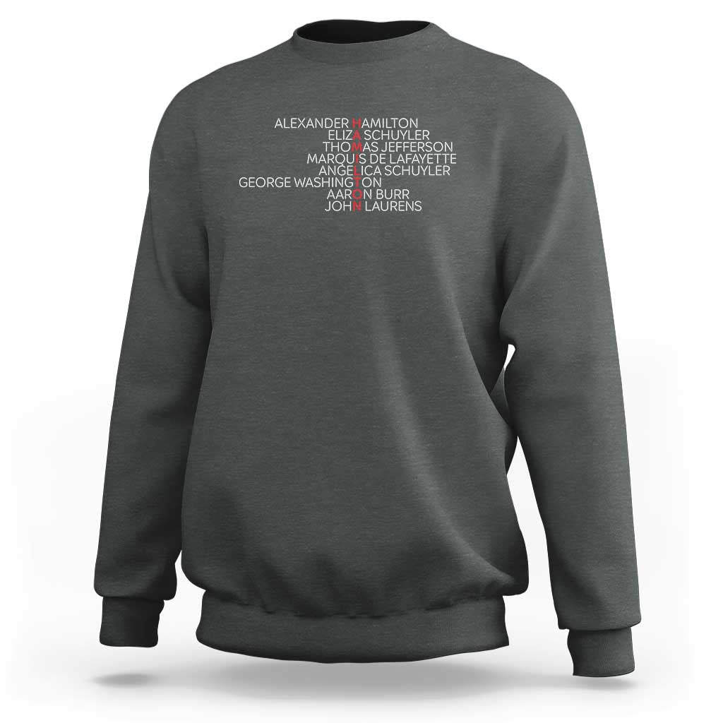 Hamilton Eliza Jefferson Angelica & Burr Names Sweatshirt - Wonder Print Shop