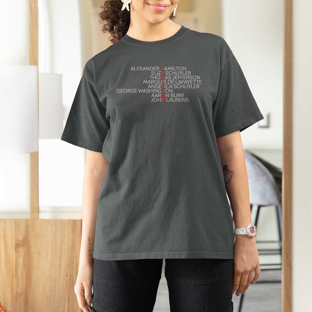 Hamilton Eliza Jefferson Angelica & Burr Names T Shirt For Women - Wonder Print Shop