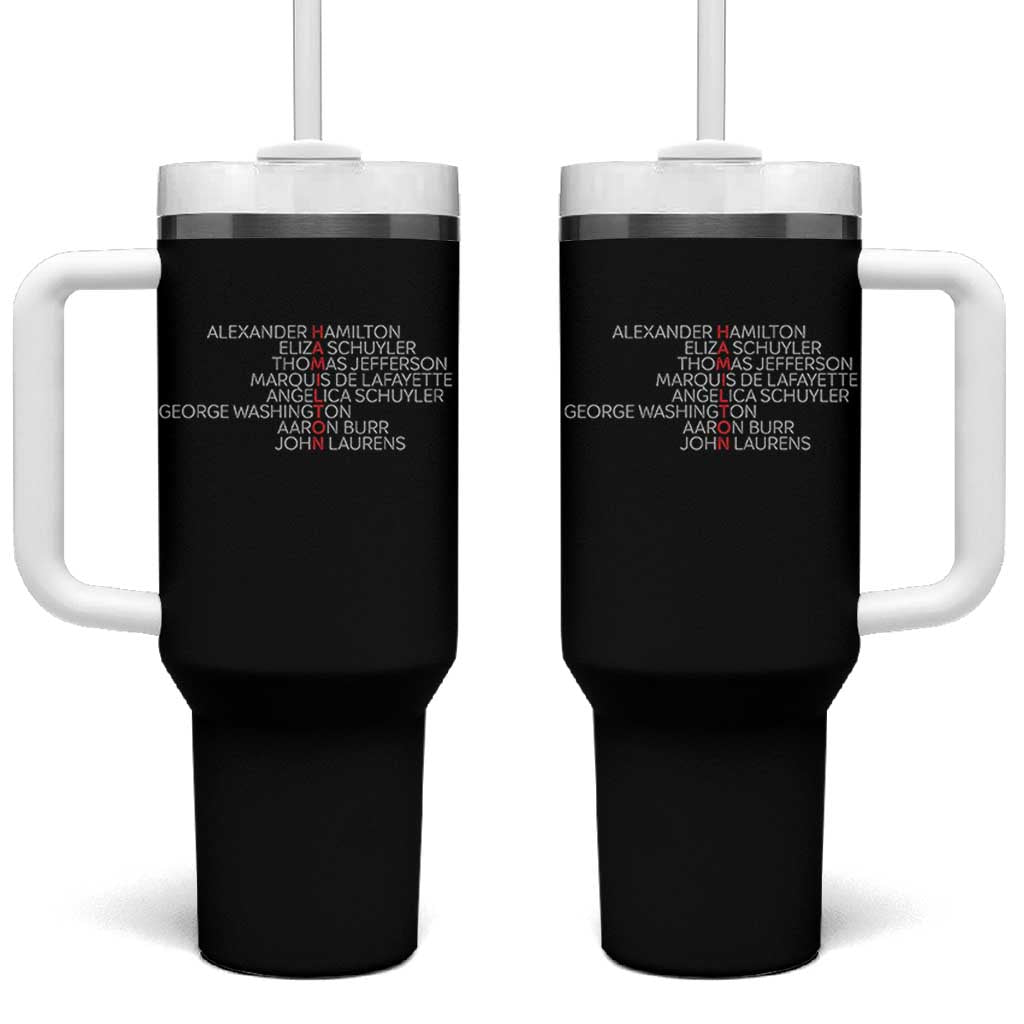 Hamilton Eliza Jefferson Angelica & Burr Names Tumbler With Handle - Wonder Print Shop