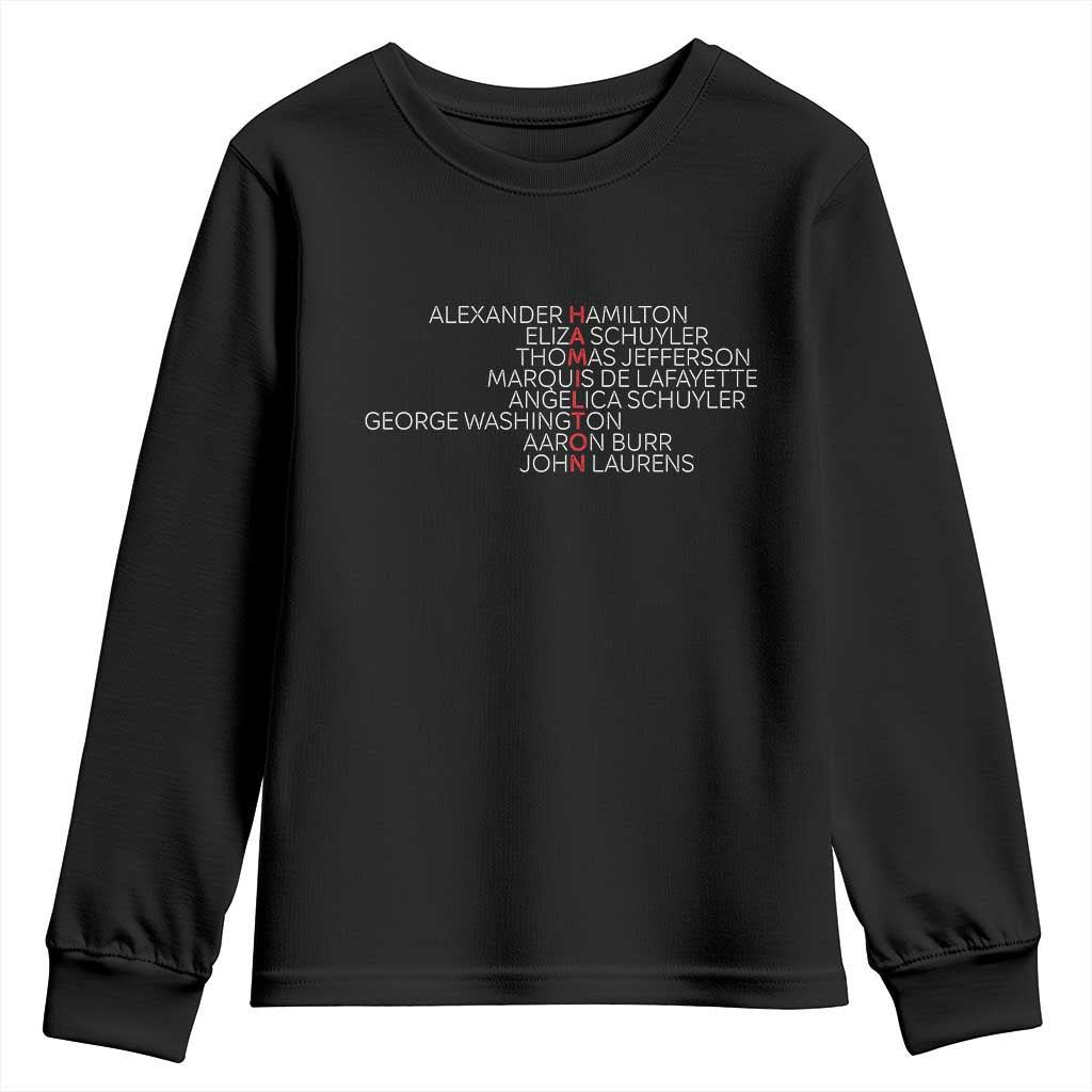 Hamilton Eliza Jefferson Angelica & Burr Names Youth Sweatshirt - Wonder Print Shop