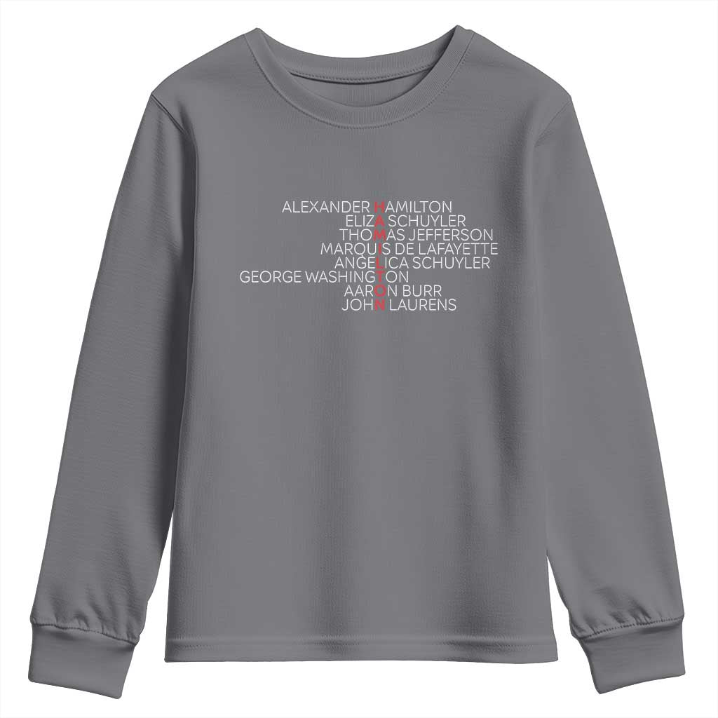 Hamilton Eliza Jefferson Angelica & Burr Names Youth Sweatshirt - Wonder Print Shop