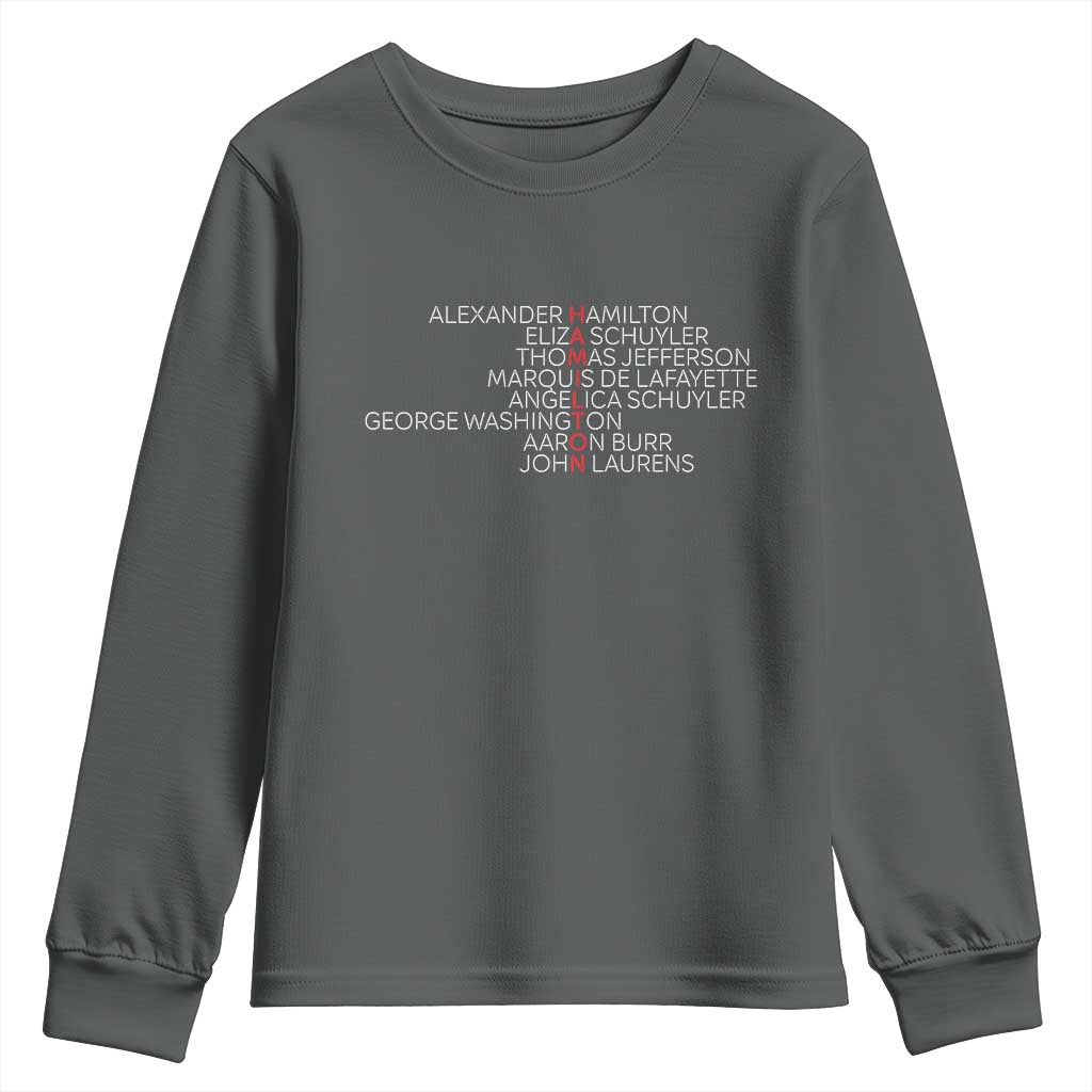Hamilton Eliza Jefferson Angelica & Burr Names Youth Sweatshirt - Wonder Print Shop