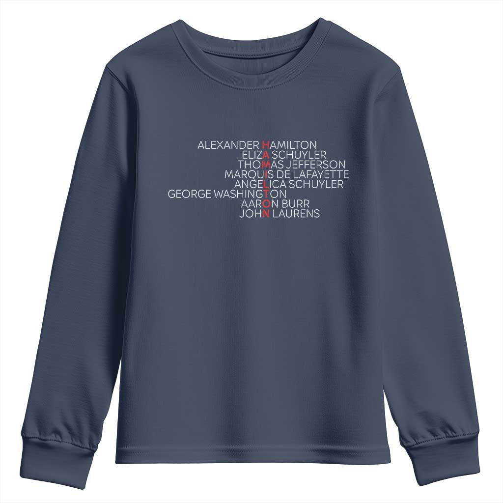 Hamilton Eliza Jefferson Angelica & Burr Names Youth Sweatshirt - Wonder Print Shop