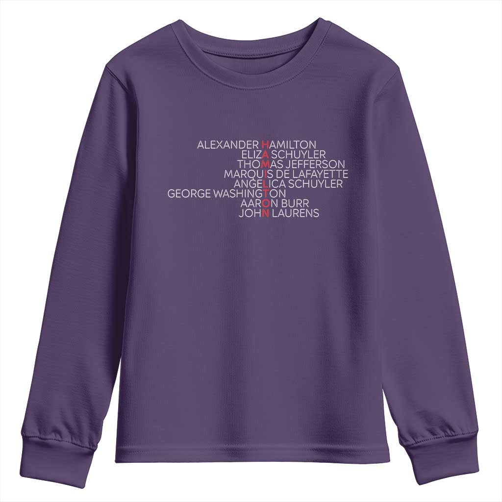 Hamilton Eliza Jefferson Angelica & Burr Names Youth Sweatshirt - Wonder Print Shop