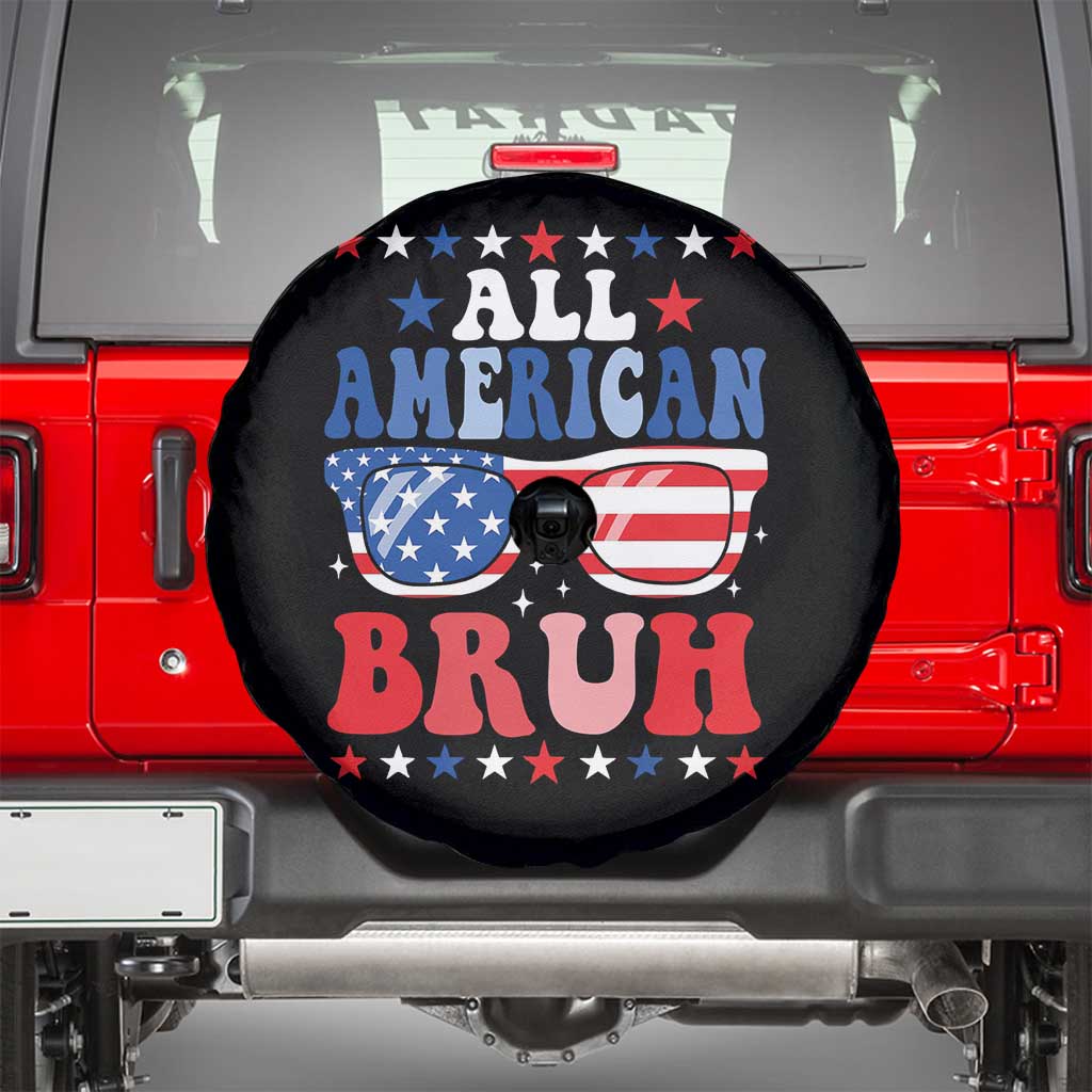 All American Bruh Patriotic 4th Of July Spare Tire Cover USA Flag Sunglasses Teens Kids - Wonder Print Shop