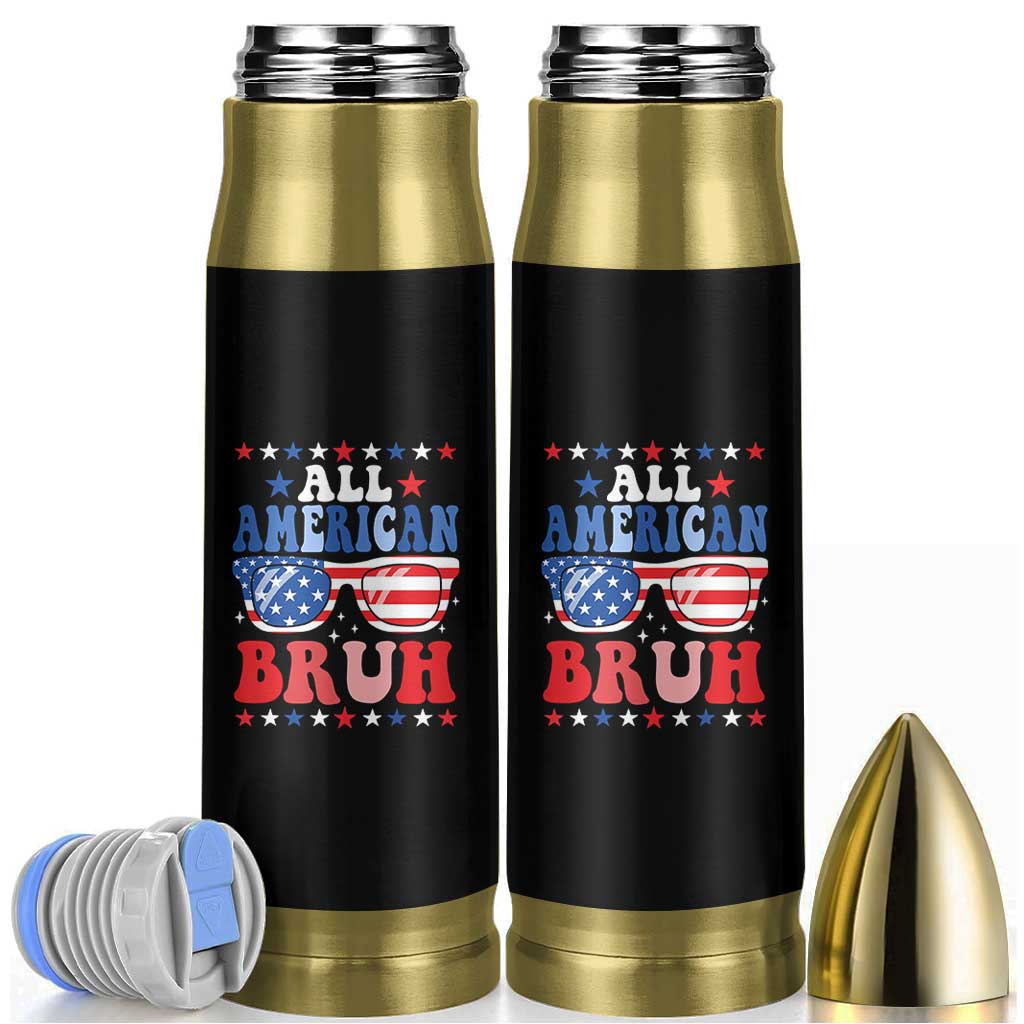 All American Bruh Patriotic 4th Of July Bullet Tumbler USA Flag Sunglasses Teens Kids - Wonder Print Shop