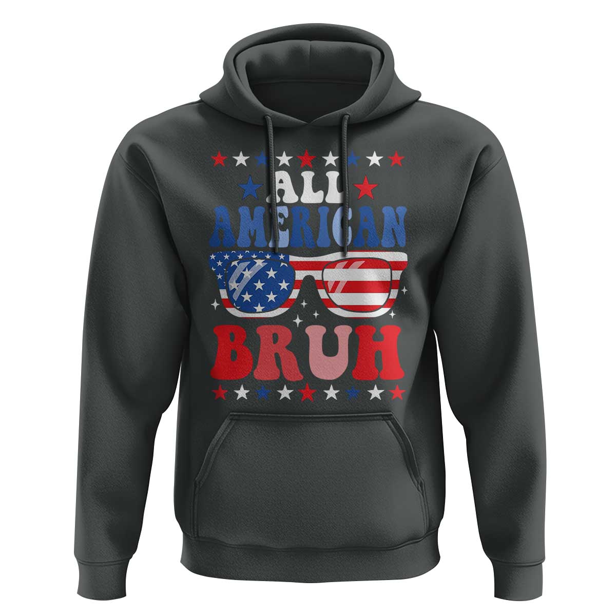 All American Bruh Patriotic 4th Of July Hoodie USA Flag Sunglasses Teens Kids - Wonder Print Shop