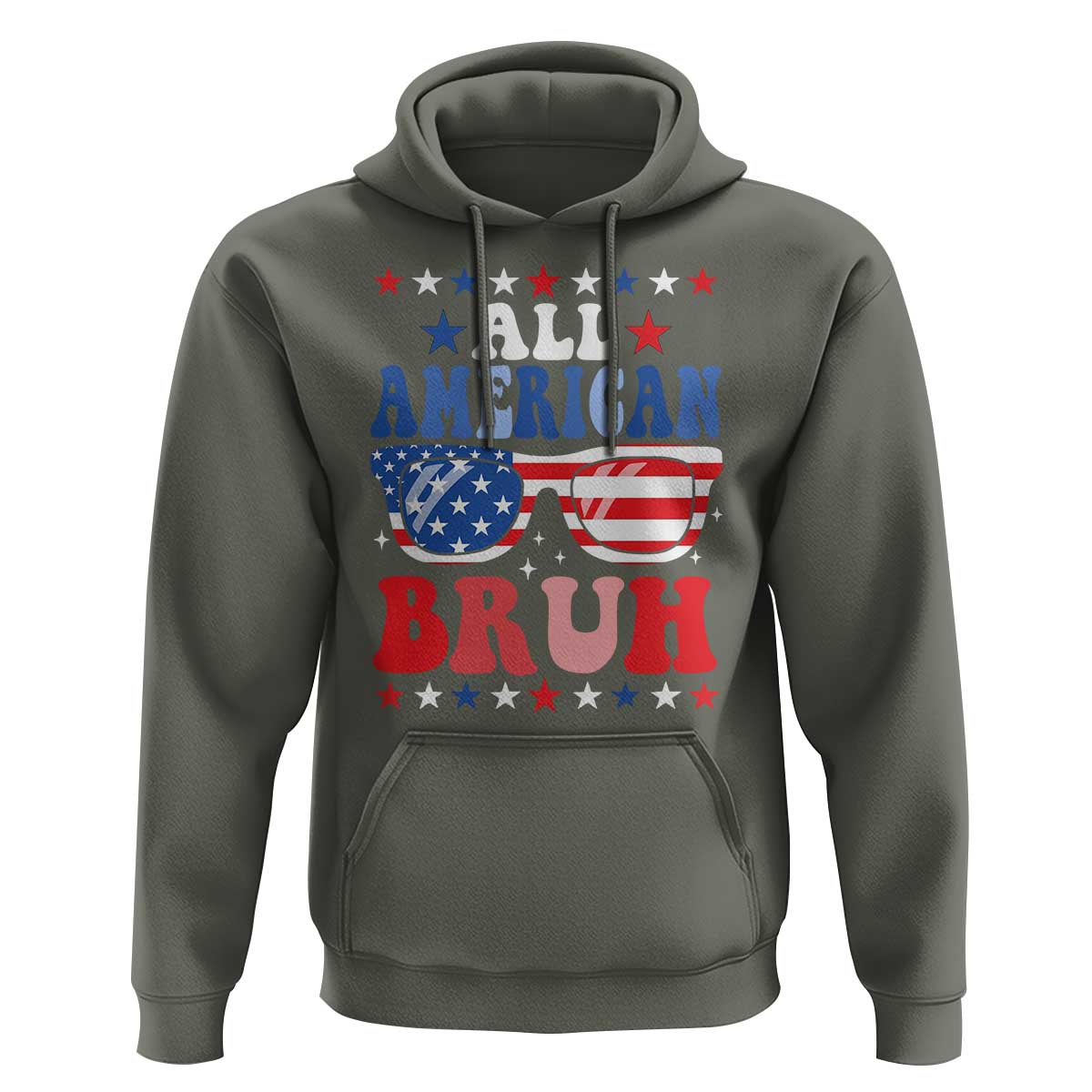 All American Bruh Patriotic 4th Of July Hoodie USA Flag Sunglasses Teens Kids - Wonder Print Shop