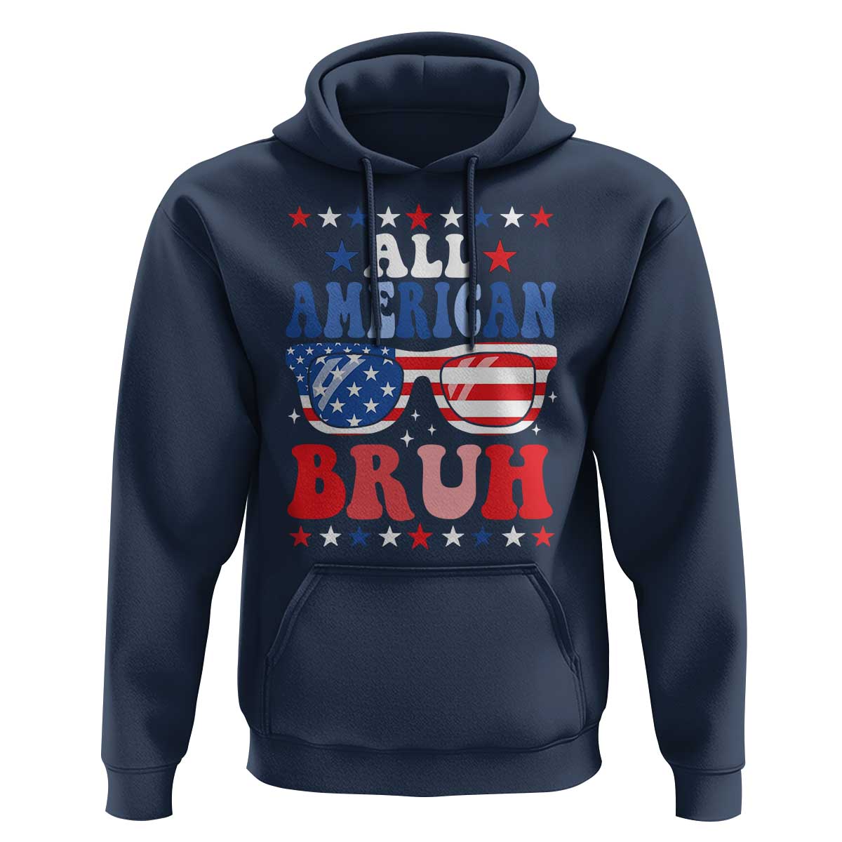 All American Bruh Patriotic 4th Of July Hoodie USA Flag Sunglasses Teens Kids - Wonder Print Shop
