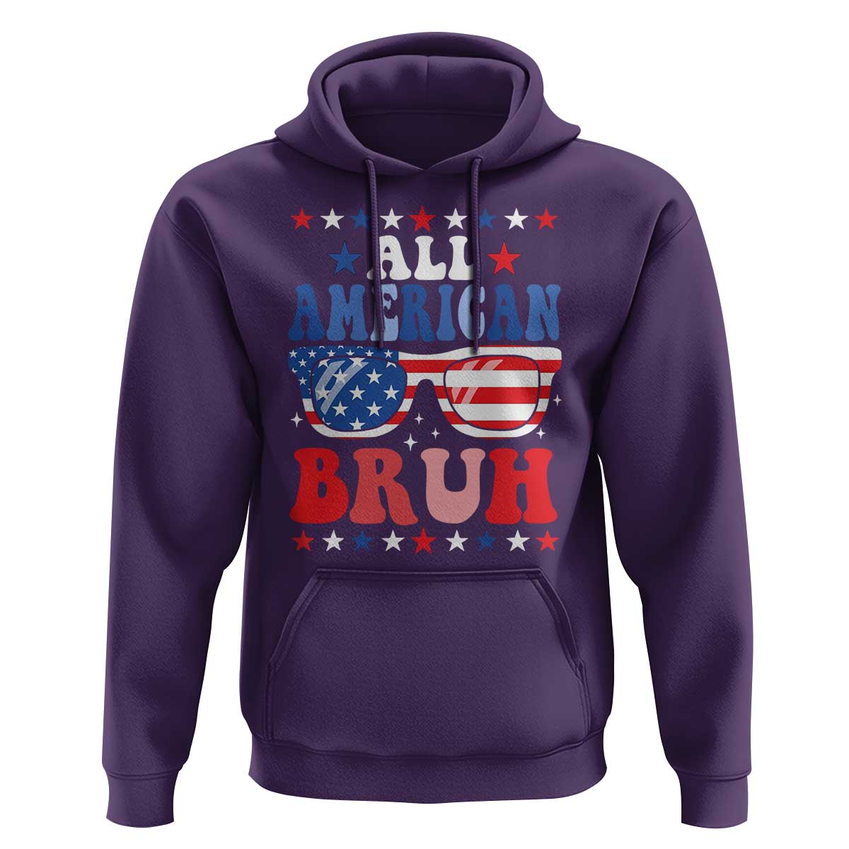 All American Bruh Patriotic 4th Of July Hoodie USA Flag Sunglasses Teens Kids - Wonder Print Shop