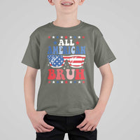 All American Bruh Patriotic 4th Of July T Shirt For Kid USA Flag Sunglasses Teens Kids - Wonder Print Shop
