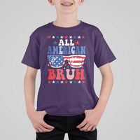All American Bruh Patriotic 4th Of July T Shirt For Kid USA Flag Sunglasses Teens Kids - Wonder Print Shop