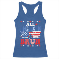 All American Bruh Patriotic 4th Of July Racerback Tank Top USA Flag Sunglasses Teens Kids - Wonder Print Shop