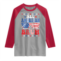 All American Bruh Patriotic 4th Of July Raglan Shirt USA Flag Sunglasses Teens Kids - Wonder Print Shop
