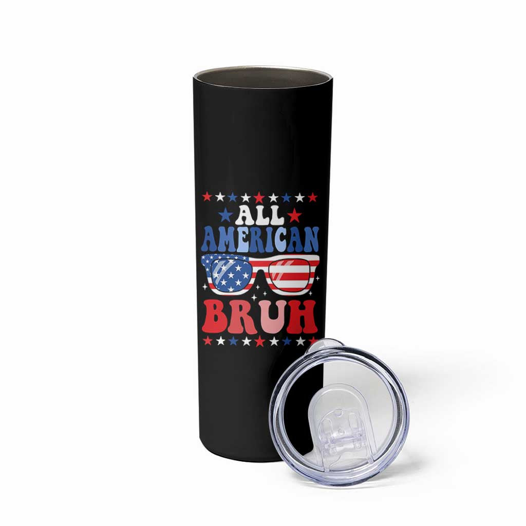 All American Bruh Patriotic 4th Of July Skinny Tumbler USA Flag Sunglasses Teens Kids - Wonder Print Shop