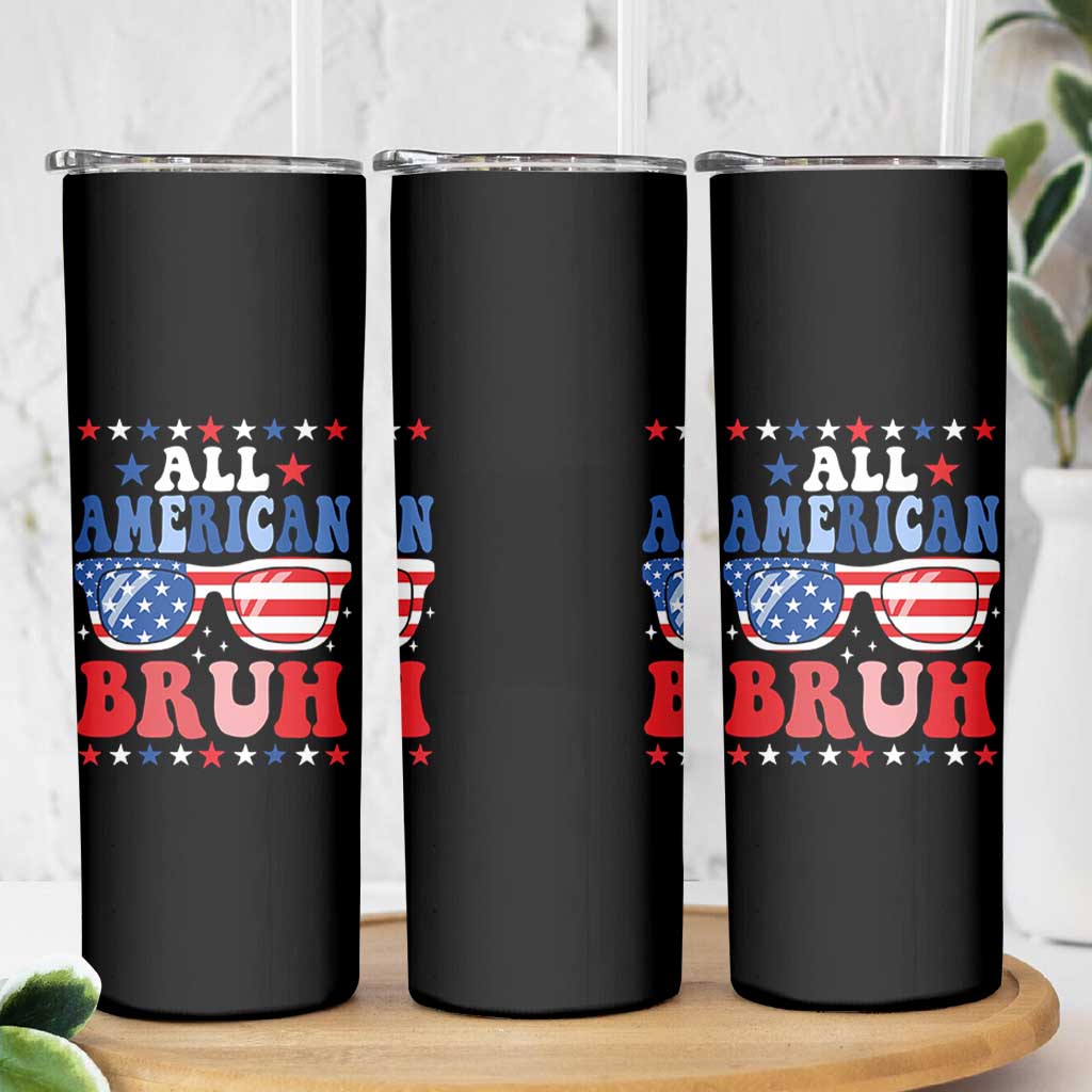 All American Bruh Patriotic 4th Of July Skinny Tumbler USA Flag Sunglasses Teens Kids - Wonder Print Shop