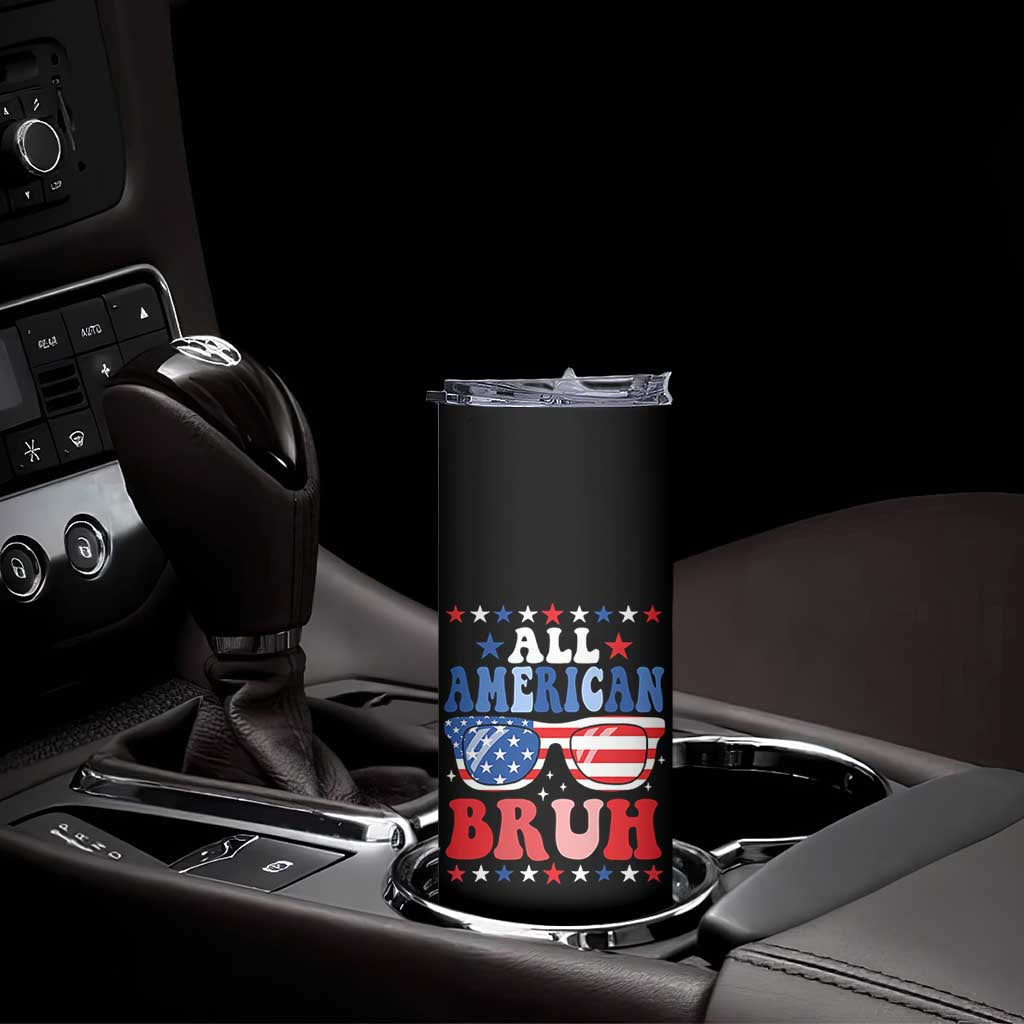 All American Bruh Patriotic 4th Of July Skinny Tumbler USA Flag Sunglasses Teens Kids - Wonder Print Shop