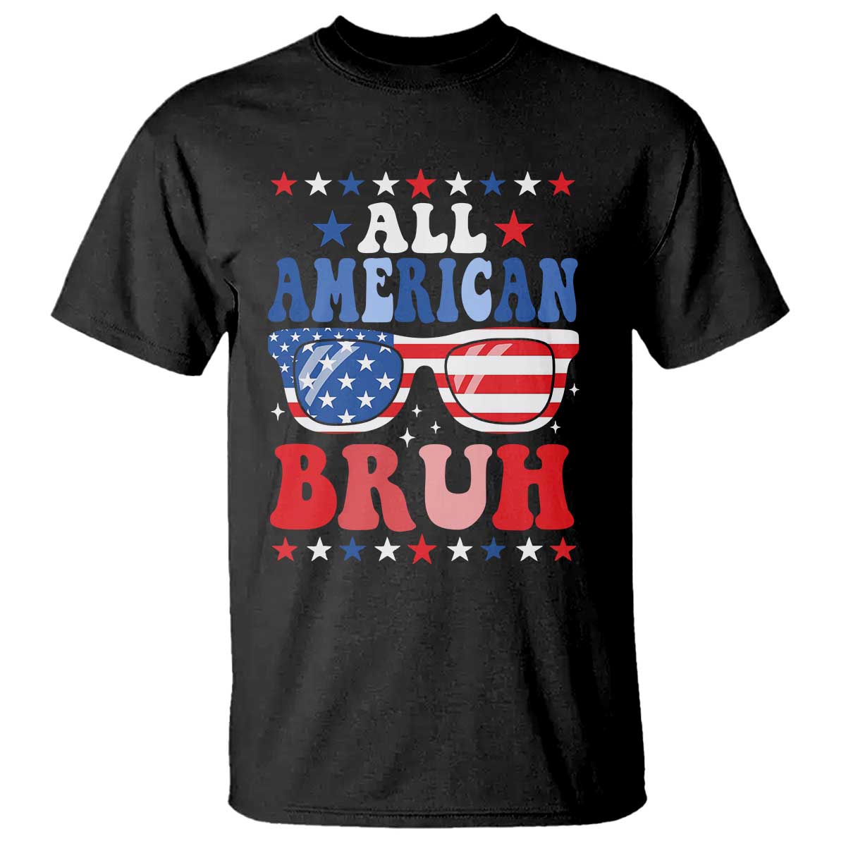 All American Bruh Patriotic 4th Of July T Shirt USA Flag Sunglasses Teens Kids - Wonder Print Shop