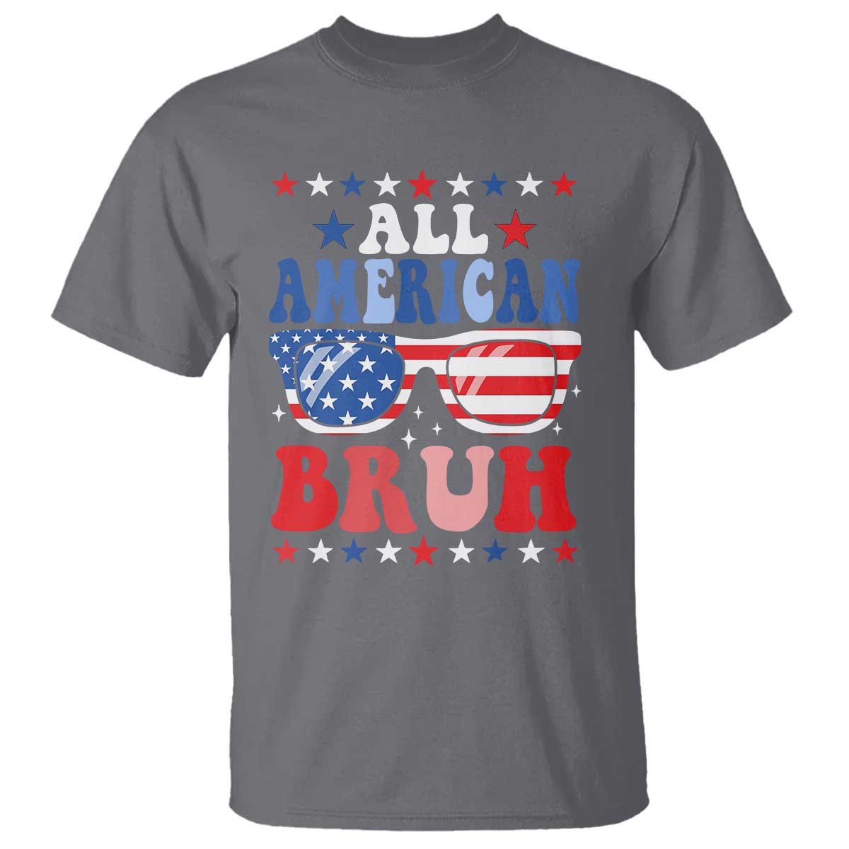 All American Bruh Patriotic 4th Of July T Shirt USA Flag Sunglasses Teens Kids - Wonder Print Shop