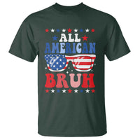 All American Bruh Patriotic 4th Of July T Shirt USA Flag Sunglasses Teens Kids - Wonder Print Shop