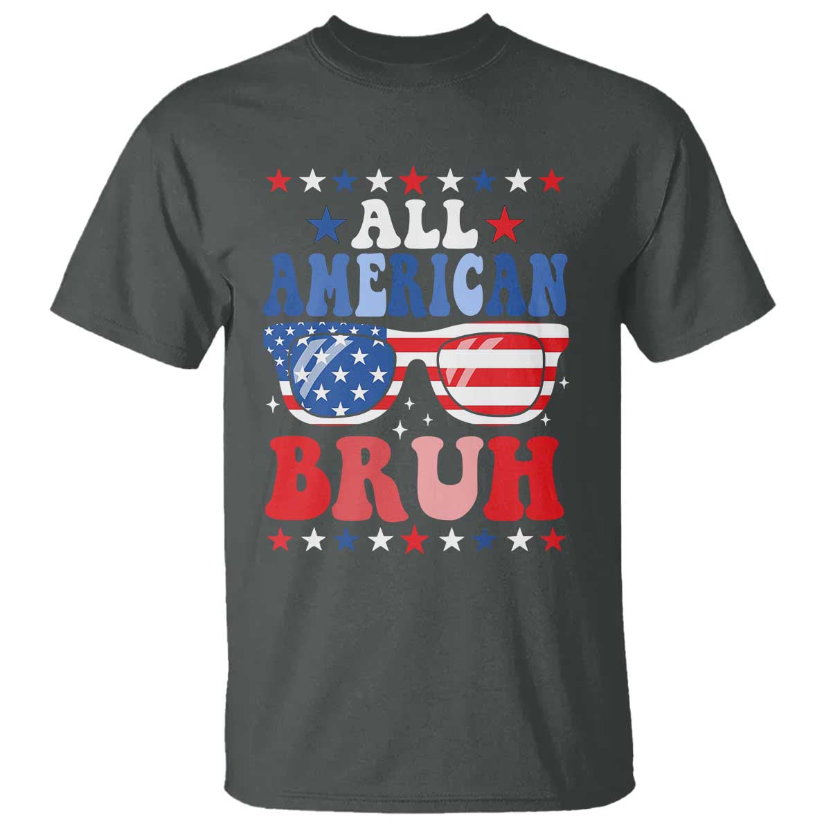 All American Bruh Patriotic 4th Of July T Shirt USA Flag Sunglasses Teens Kids - Wonder Print Shop