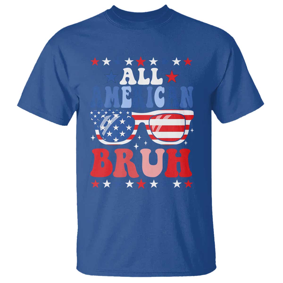 All American Bruh Patriotic 4th Of July T Shirt USA Flag Sunglasses Teens Kids - Wonder Print Shop