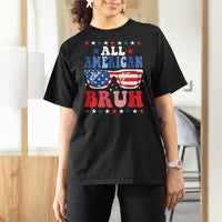 All American Bruh Patriotic 4th Of July T Shirt For Women USA Flag Sunglasses Teens Kids - Wonder Print Shop