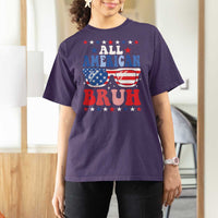 All American Bruh Patriotic 4th Of July T Shirt For Women USA Flag Sunglasses Teens Kids - Wonder Print Shop