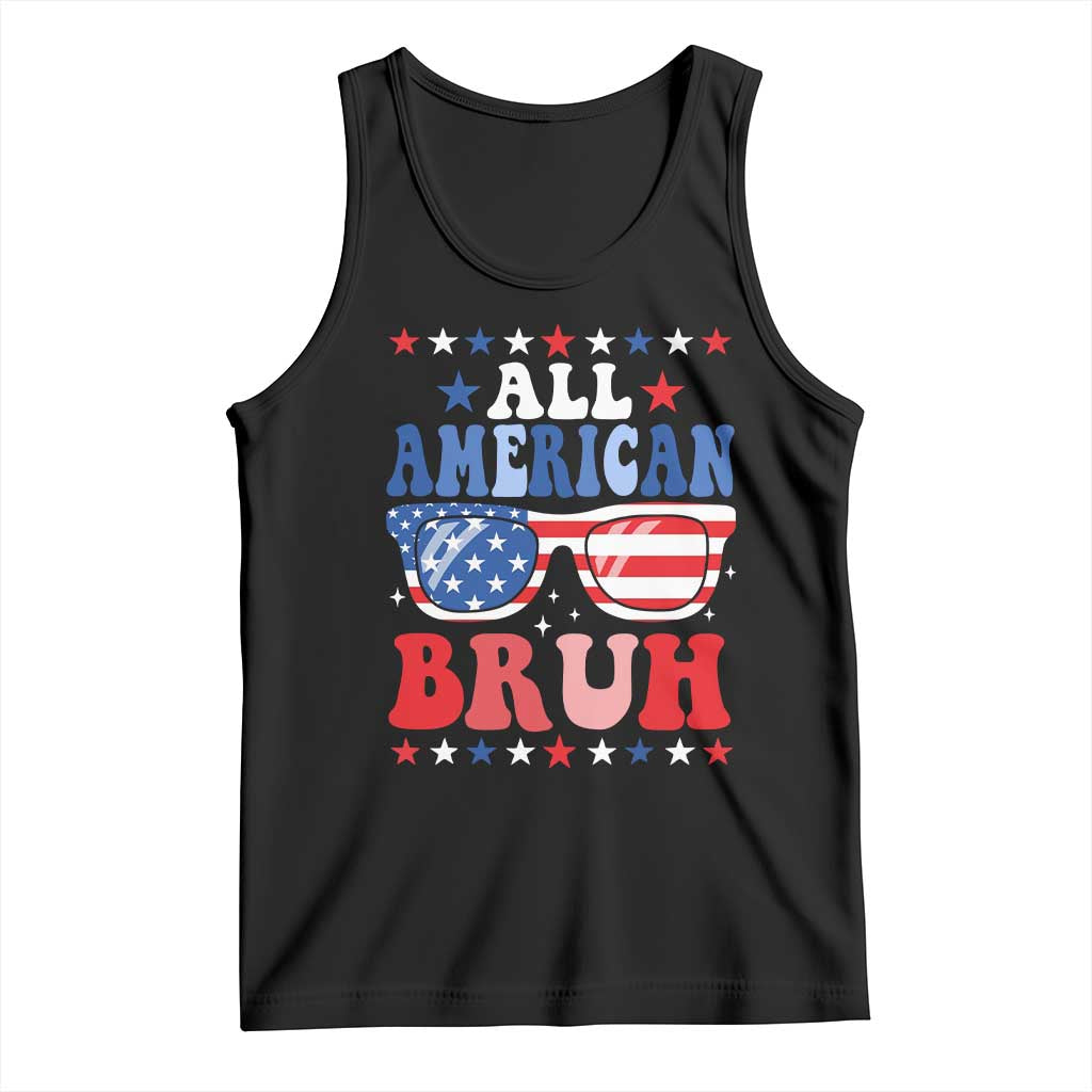 All American Bruh Patriotic 4th Of July Tank Top USA Flag Sunglasses Teens Kids - Wonder Print Shop