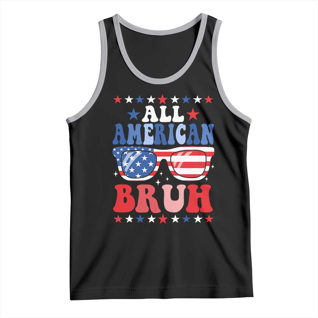 All American Bruh Patriotic 4th Of July Tank Top USA Flag Sunglasses Teens Kids - Wonder Print Shop